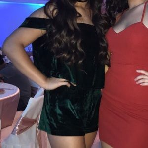 Gianni Bini Green Velvet Romper